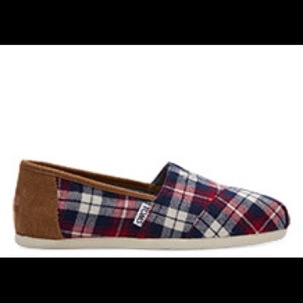 TOMS plaid shoes sz 6 NWT